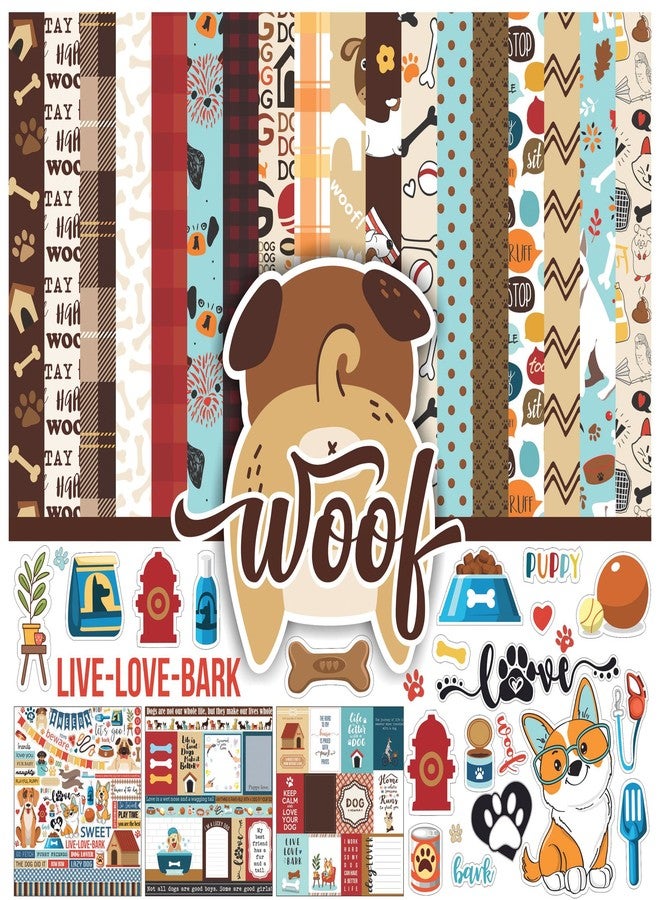 Inkdotpot مجموعة أوراق قصاصات Inkdotpot بتصميم كلب أليف، ذات وجهين، مصنوعة من ورق مقوى مقاس 12 × 12 بوصة، مع ورقة ملصقات - 16 صفحة - متعددة الألوان - Image 1